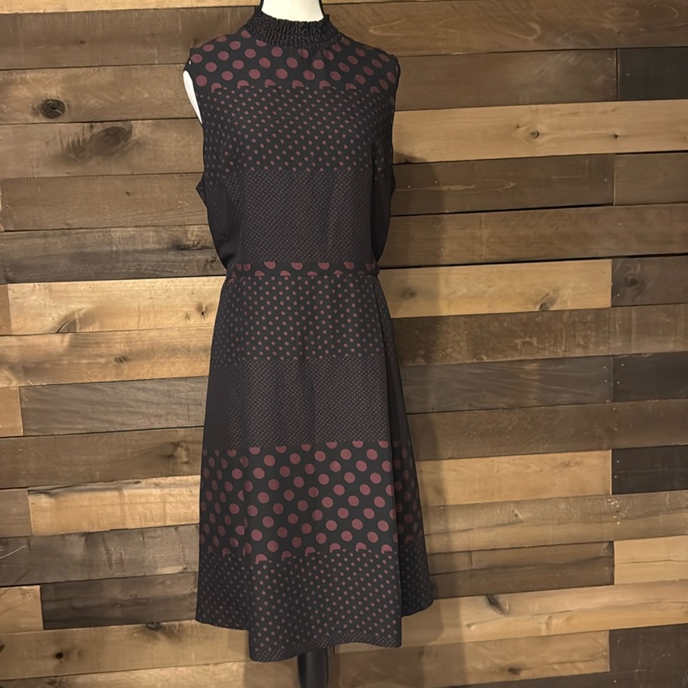 Who What Wear Women's Black Dress With Burgundy Polka Dots Size Large